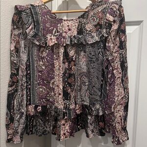 Everleigh Black and Pink Floral Blouse